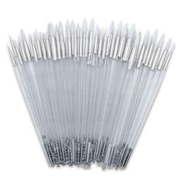 Royal Langnickel Clear Choice Brush Set - White Taklon, Round, Set of 60, Long Handle