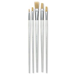 Royal Langnickel Clear Choice Brush Set - White Bristle, Flat, Set of 60, Long Handle (brushes included in set)