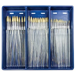 Royal Langnickel Clear Choice Brush Set - White Bristle, Round, Set of 60, Long Handle (in a tray) 