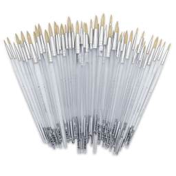 Royal Langnickel Clear Choice Brush Set - White Bristle, Round, Set of 60, Long Handle (out of packaging)