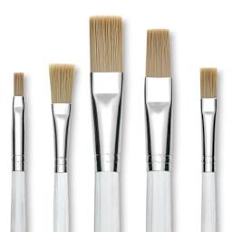 Royal Langnickel Clear Choice Brush Set - Tynex, Flat, Set of 60, Long Handle (close-up of brushes)