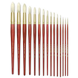 Blick Master Bristle Brushes - A range of sizes of Round Brushes shown upright
