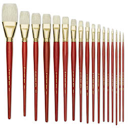 Blick Master Bristle Brushes - A range of sizes of Bright Brushes shown upright