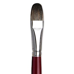 Da Vinci Black Sable Brush - Regular Filbert, Long Handle, Size 18 close up