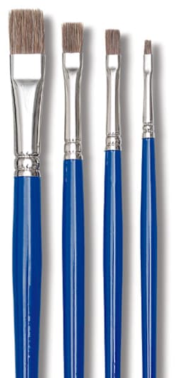 Blick Scholastic Ox Hair Brushes - 4 Bright Brushes shown upright
