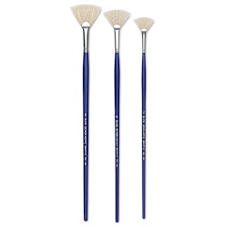 Blick Scholastic White Bristle Brush Set - Fan, Set of 3