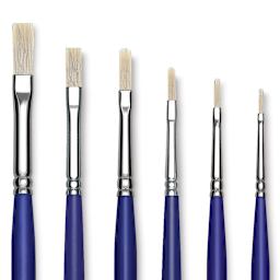 Blick Scholastic White Bristle Brush Set - Filbert, Set of 6 close up