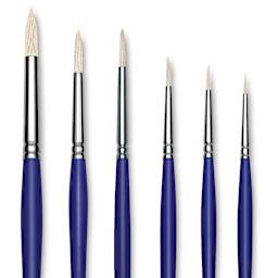 Blick Scholastic White Bristle Brush Set - Round, Set of 6 close up