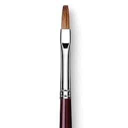 Da Vinci Kolinsky Red Sable Oil Brush - Flat, Long Handle, Size 4 (close-up)
