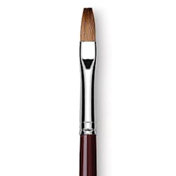 Da Vinci Kolinsky Red Sable Oil Brush - Flat, Long Handle, Size 6 (close-up)