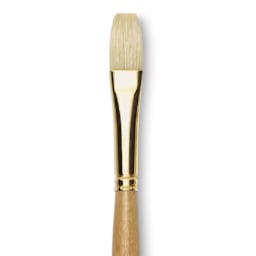 Raphaël D'Artigny Interlocked White Bristle Brush - Flat, Long Handle, Size 14