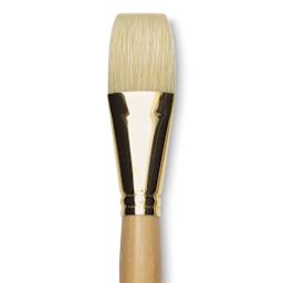 Raphaël D'Artigny Interlocked White Bristle Brush - Flat, Long Handle, Size 28