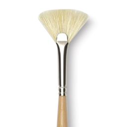 Raphaël D'Artigny Interlocked White Bristle Brush - Fan, Long Handle, Size 4