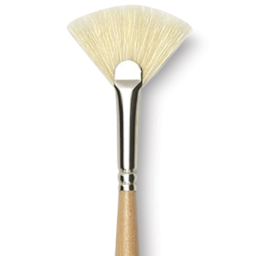 Raphaël D'Artigny Interlocked White Bristle Brush - Fan, Long Handle, Size 6