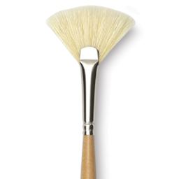 Raphaël D'Artigny Interlocked White Bristle Brush - Fan, Long Handle, Size 8