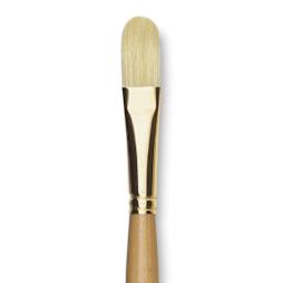 Raphaël D'Artigny Interlocked White Bristle Brush - Filbert, Long Handle, Size 18