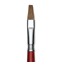 Escoda Bravo Light Ox Hair Brush - Flat, Long Handle, Size 14 close up