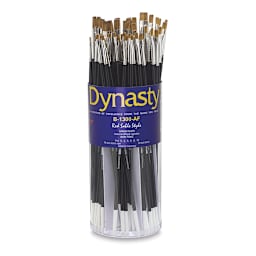 Dynasty Red Sable Style Flat Brushes - Open canister of 72 with brushes upright
