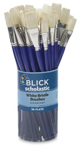 Scholastic White Bristle Brushes - Flat Canister of 36