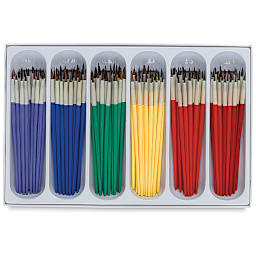 Royal Langnickel Natural Hair Classroom Value Packs - 144 Assorted Rounds shown in Storage tray
