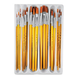 Royal Langnickel Golden Taklon Classroom Value Pack - Flats, Set of 30