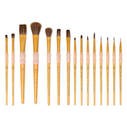 Royal & Langnickel Crafter's Choice Synthetic Camel Hair Brushes - Super Value Pack, brushes laid out