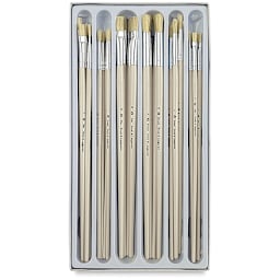 Royal & Langnickel White Bristle Classroom Value Packs - 24 pc Rounds and Flats in tray