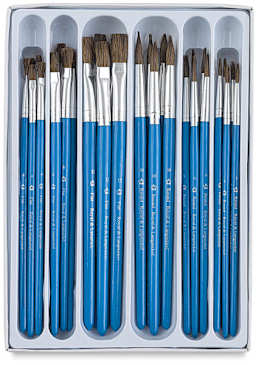 Royal Langnickel Natural Hair Classroom Value Packs - Rounds and Flats shown in storage tray
