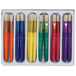 Royal & Langnickel White Bristle Classroom Value Packs - 24 Chubby brushes shown in tray