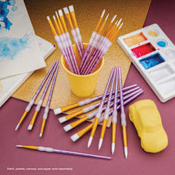 Royal & Langnickel Crafter's Choice White Taklon Brushes - Classroom Value Pack, brushes laid out