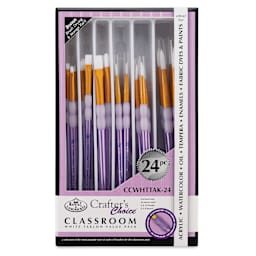 Royal & Langnickel Crafter's Choice White Taklon Brushes - Classroom Value Pack, front of packaging