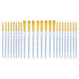 Royal & Langnickel Crafter's Choice Golden Taklon Classroom Pack - Shader and Wash, Pkg of 24 (brushes laid out)