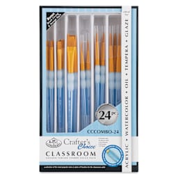 Royal & Langnickel Crafter's Choice Golden Taklon Classroom Pack - Round, Shader and Wash, Pkg of 24