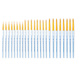 Royal & Langnickel Crafter's Choice Golden Taklon Classroom Pack - Round, Pkg of 24 (brushes laid in a row)