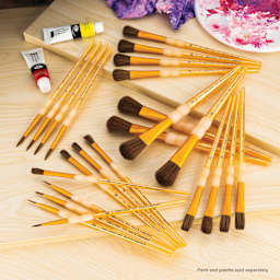 Royal & Langnickel Crafter's Choice Synthetic Camel Hair Brushes, Set of 24 brushes laid out