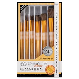 Royal & Langnickel Crafter's Choice Synthetic Camel Hair Brushes - Classroom Value Pack, Set of 24