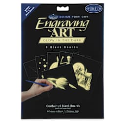 Royal & Langnickel Engraving Art Blank Board - Glow in the Dark, 5" x 7", Pkg of 6 - front of packaging