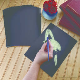 Royal & Langnickel Engraving Art Blank Board - Glow in the Dark, 8" x 10", Pkg of 6 - in use