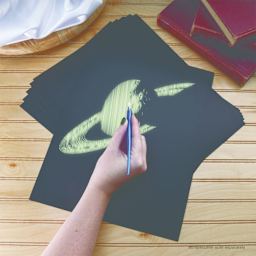 Royal & Langnickel Engraving Art Blank Board - Glow in the Dark, 11" x 14", Pkg of 6 - in use