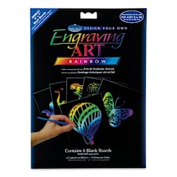 Royal & Langnickel Engraving Art Blank Board - Rainbow Foil, 5" x 7", Pkg of 6 front of packaging
