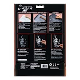 Royal & Langnickel Engraving Art Blank Board - White Foil, 11" x 14", Pkg of 6 back of packaging