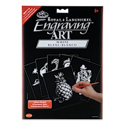 Royal & Langnickel Engraving Art Blank Board - White Foil, 11" x 14", Pkg of 6 front of packaging