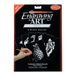 Royal & Langnickel Engraving Art Blank Board - White Foil, 5" x 7", Pkg of 6 front of packaging