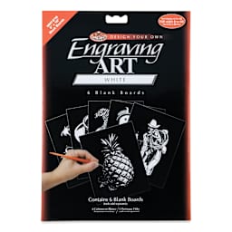 Royal & Langnickel Engraving Art Blank Board - White Foil, 8" x 10", Pkg of 6 front of packaging