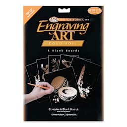 Royal & Langnickel Engraving Art Blank Board - Gold Foil, 11" x 14", Pkg of 6 front of packaging