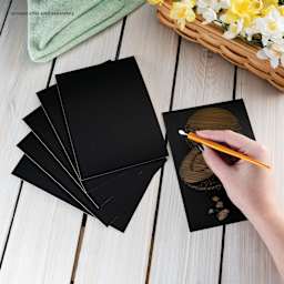 Royal & Langnickel Engraving Art Blank Board - Gold Foil, 5" x 7", Pkg of 6