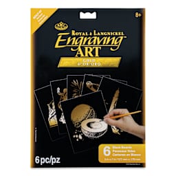 Royal & Langnickel Engraving Art Blank Board - Gold Foil, 5" x 7", Pkg of 6 front of packaging