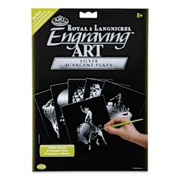 Royal & Langnickel Engraving Art Blank Board - Silver Foil, 8" x 10", Pkg of 6 front of packaging