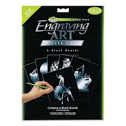 Royal & Langnickel Engraving Art Blank Board - Silver Foil, 11" x 14", Pkg of 6 front of packaging