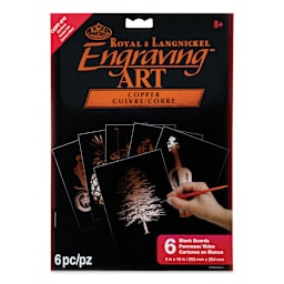 Royal & Langnickel Engraving Art Blank Board - Copper Foil, 8" x 10", Pkg of 6 front of packaging